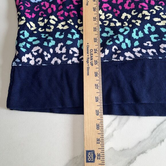 Cabana Crown & Ivy Tunic Sweatshirt XL Navy Blue Colorful All Over Leopard Print - Picture 5 of 10